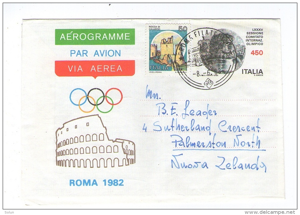 ITALY ITALIA ROMA 1982 VIA AEREA PAR AVION AEROGRAMME ROMA 1983 - BASEL - NOUVA ZELANDA NEW ZEALAND AIRMAIL - Poste Aérienne
