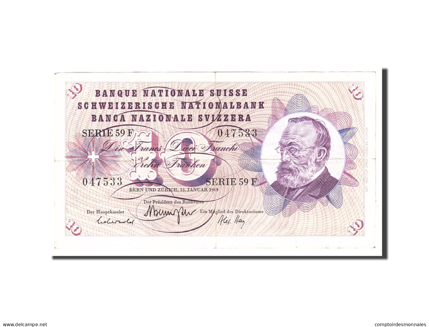 Billet, Suisse, 10 Franken, 1969, 1969-01-15, KM:45o, TTB - Suiza
