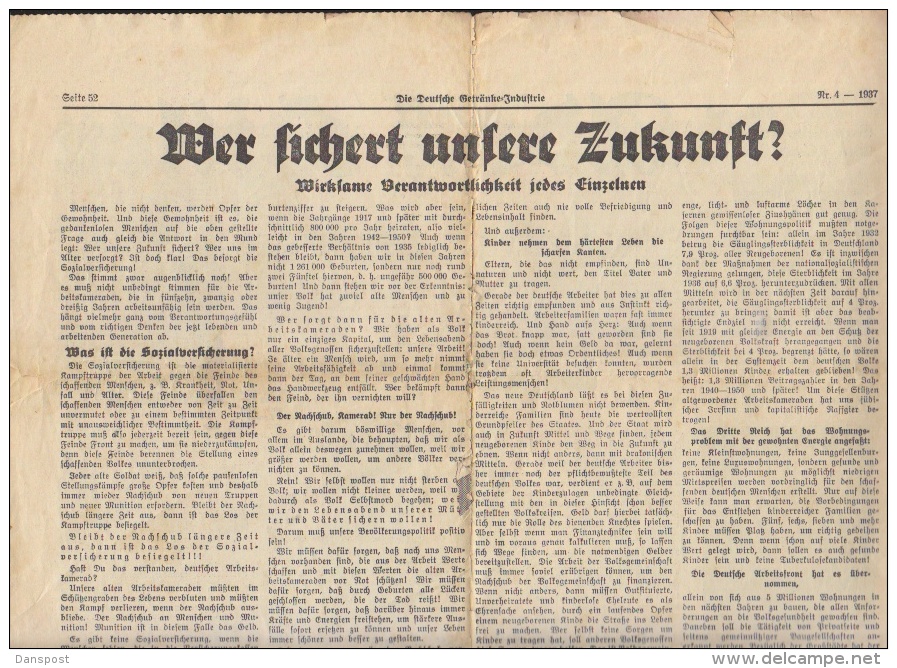 Zeitung Deutsche Getränke-Industrie 4 Seiten über Hitler Und Armee - Historische Figuren