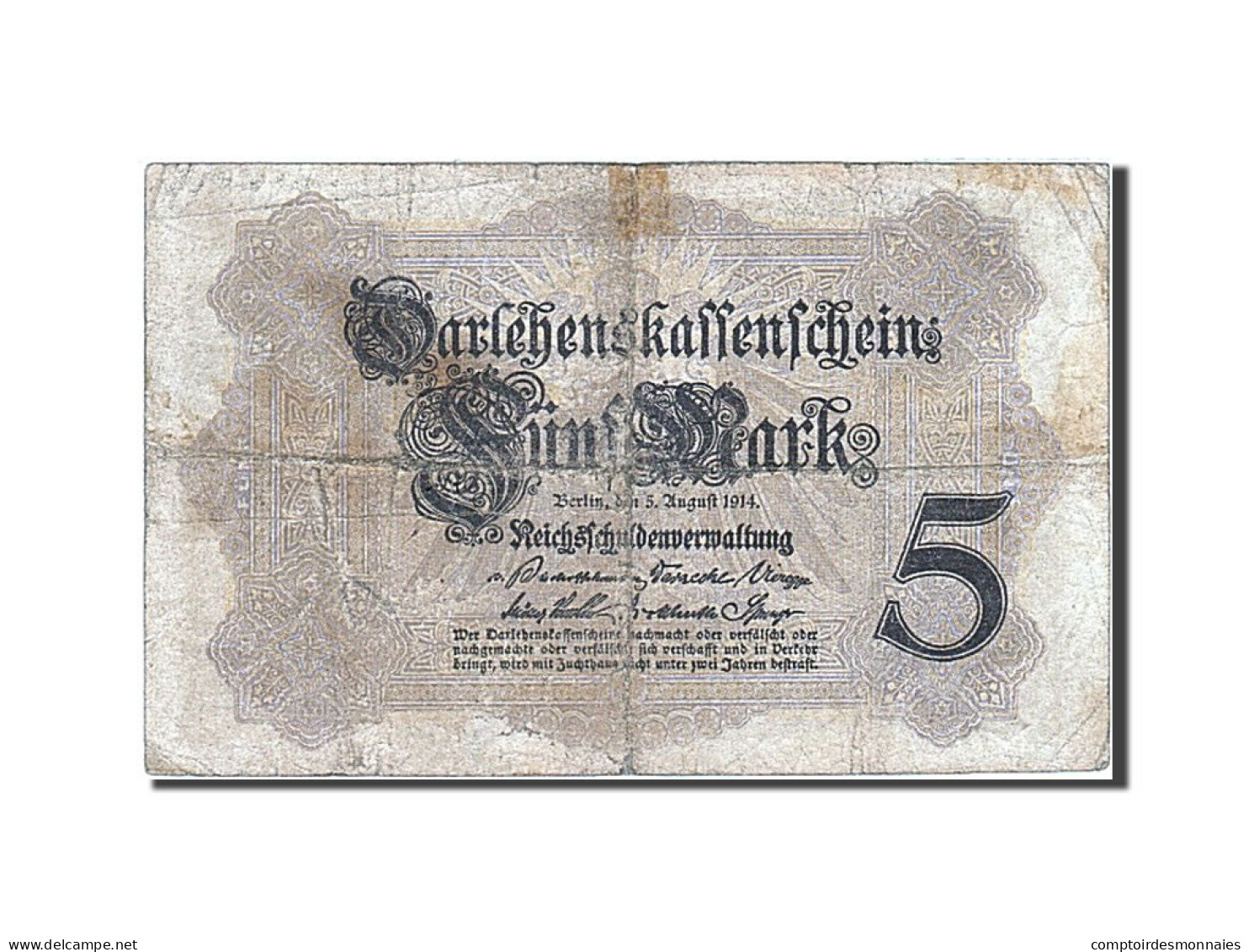 Billet, Allemagne, 5 Mark, 1914, 1914-08-05, KM:47b, TB - 5 Mark