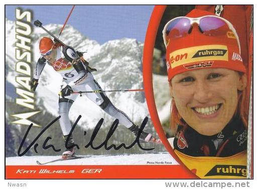AK Biathlon Kati Wilhelm Original Autograph Card Autogramm - Wintersport