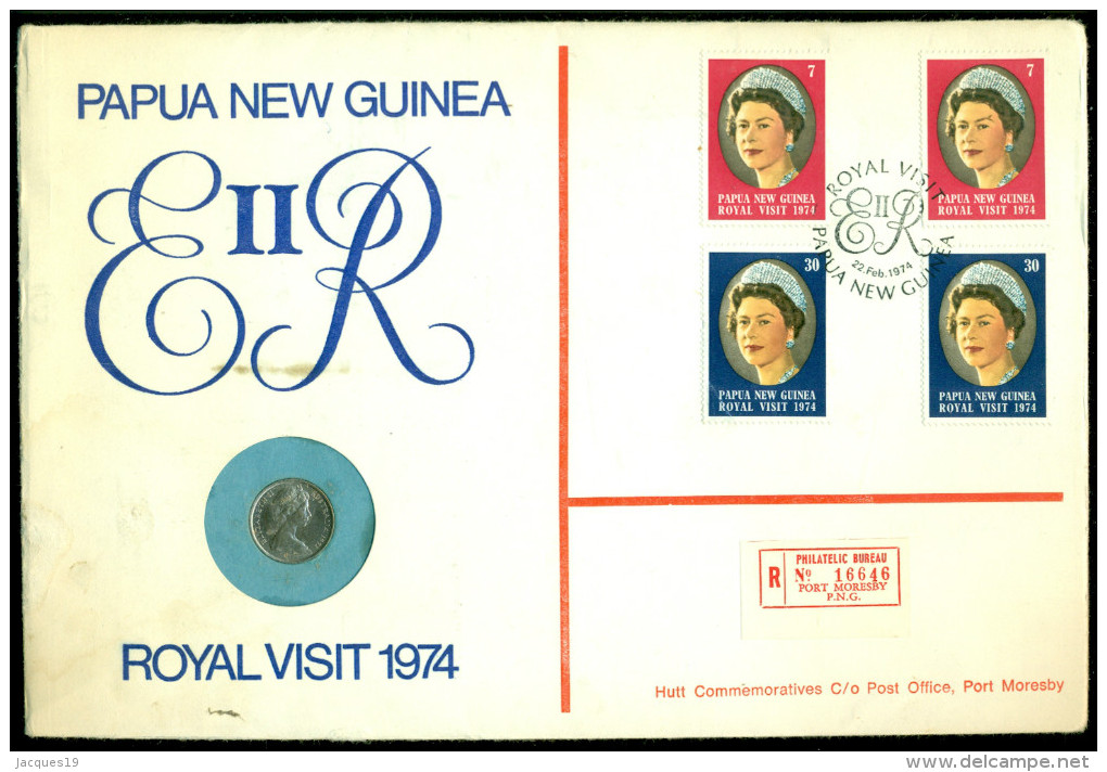 Papua New Guinea 1974 FDC With Coin Numbered No 50 Of 350 Registered - Papouasie-Nouvelle-Guinée