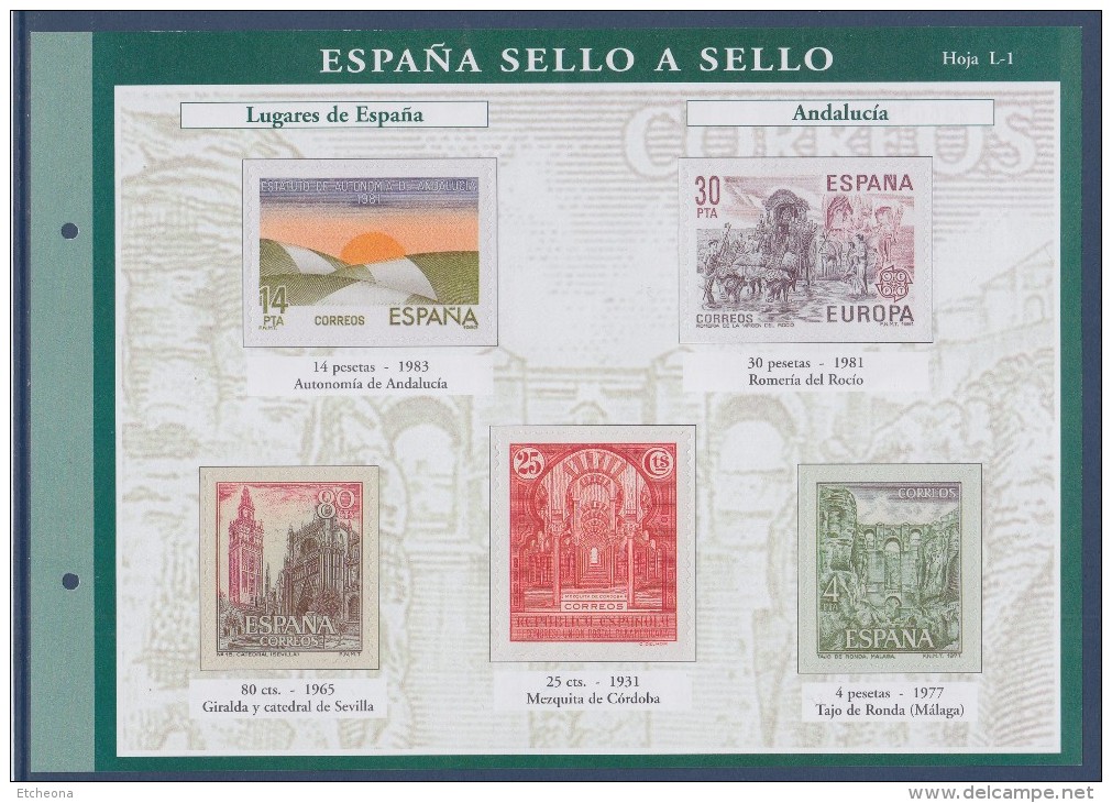 = Sello A Sello, Espagne,  Bloc 5 Timbres Neufs Retirages Lieux, Lugares De España Andalucia Hoja L-1 Feuillet 236699 - Blocs & Hojas