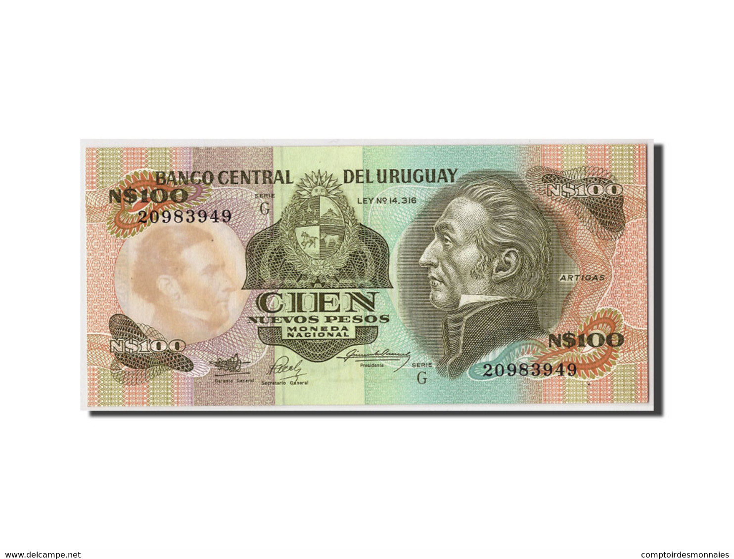 Billet, Uruguay, 100 Nuevos Pesos, Undated (1987), KM:62a, NEUF - Uruguay