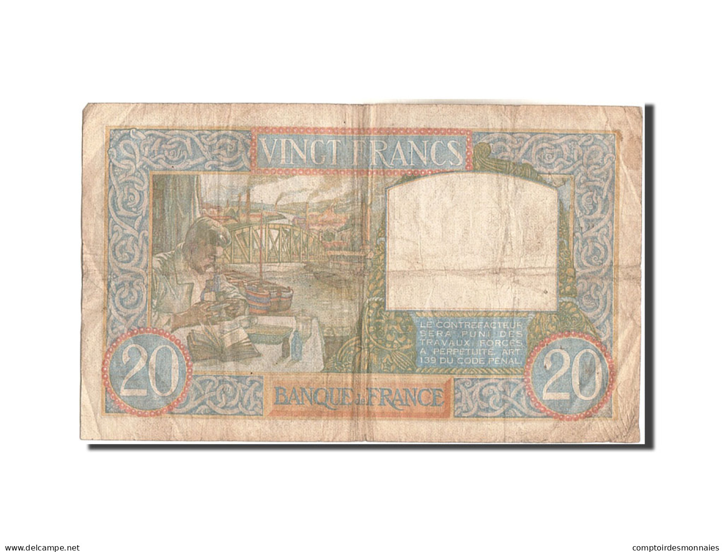 Billet, France, 20 Francs, 20 F 1939-1942 ''Science Et Travail'', 1940 - 20 F 1939-1942 ''Science Et Travail''