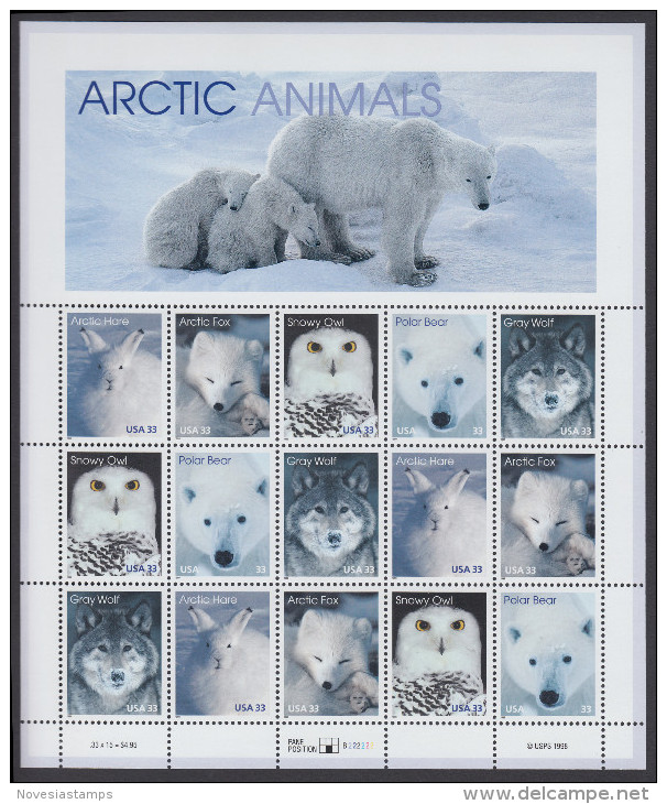 !a! USA Sc# 3288-3292 MNH SHEET(15) - Arctic Animals - Feuilles Complètes