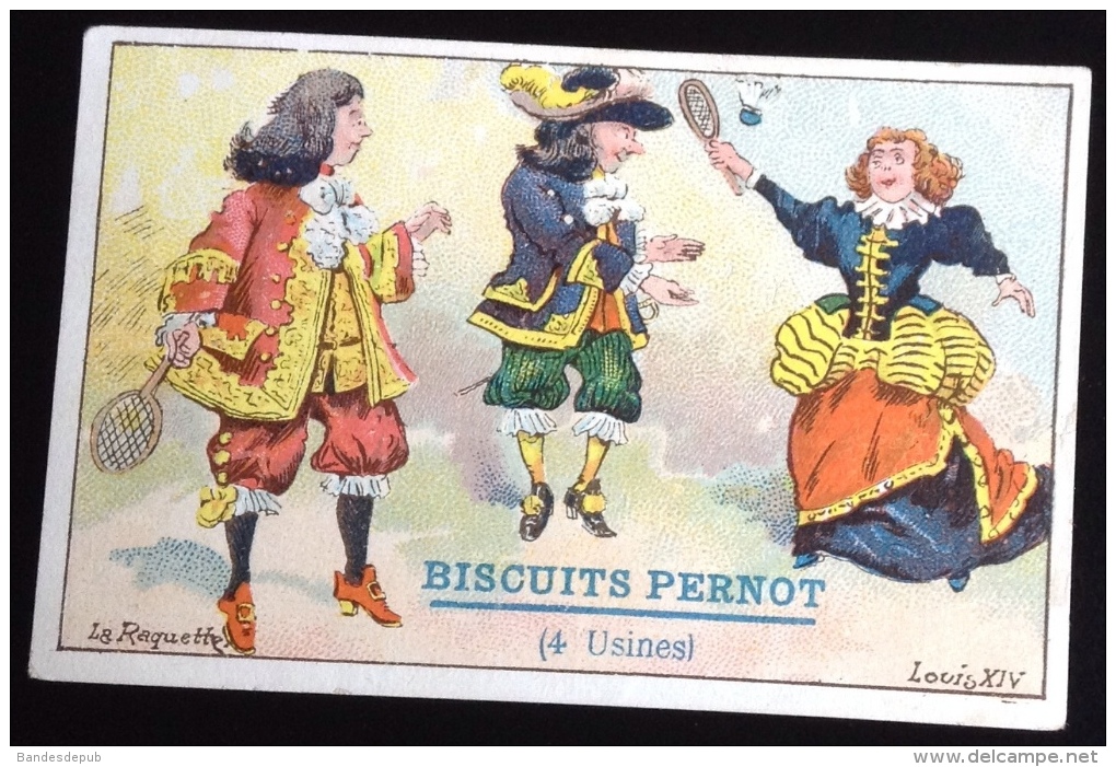 Biscuits Pernot Dijon Fleurs Des Neiges Chromo Jeu Raquettes Sous Louis XIV Tennis Sport - Pernot