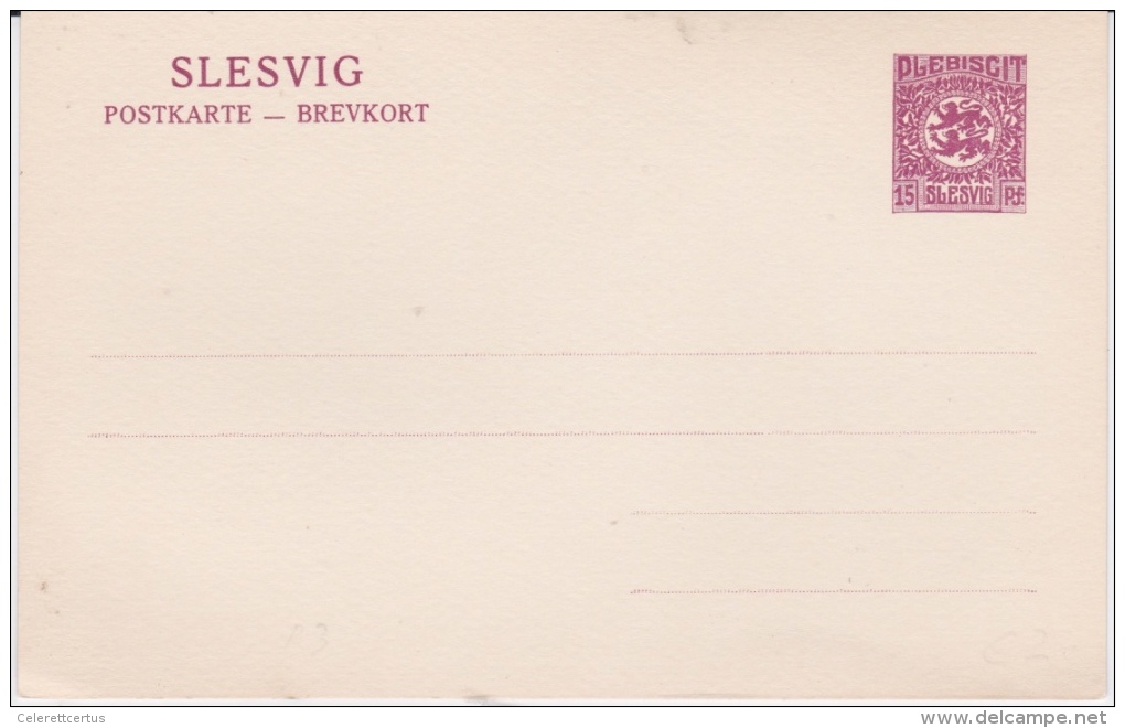 Denmark-1921 Slesvig Plebiscite Unused 15 Pf Violet Postal Stationery Postcard Cover - Ganzsachen