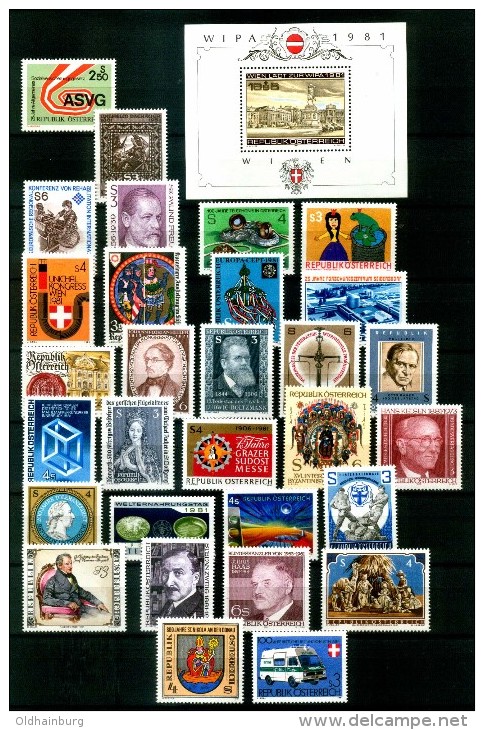 Österreich Jahrgang 1981 Postfrisch/ Mint ** Komplett - Años Completos