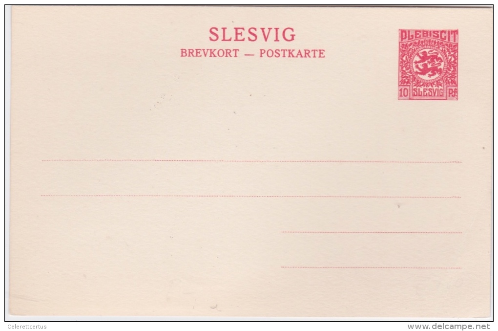 Denmark-1921 Slesvig Plebiscite Unused 10 Pf Red Postal Stationery Postcard Cover - Ganzsachen