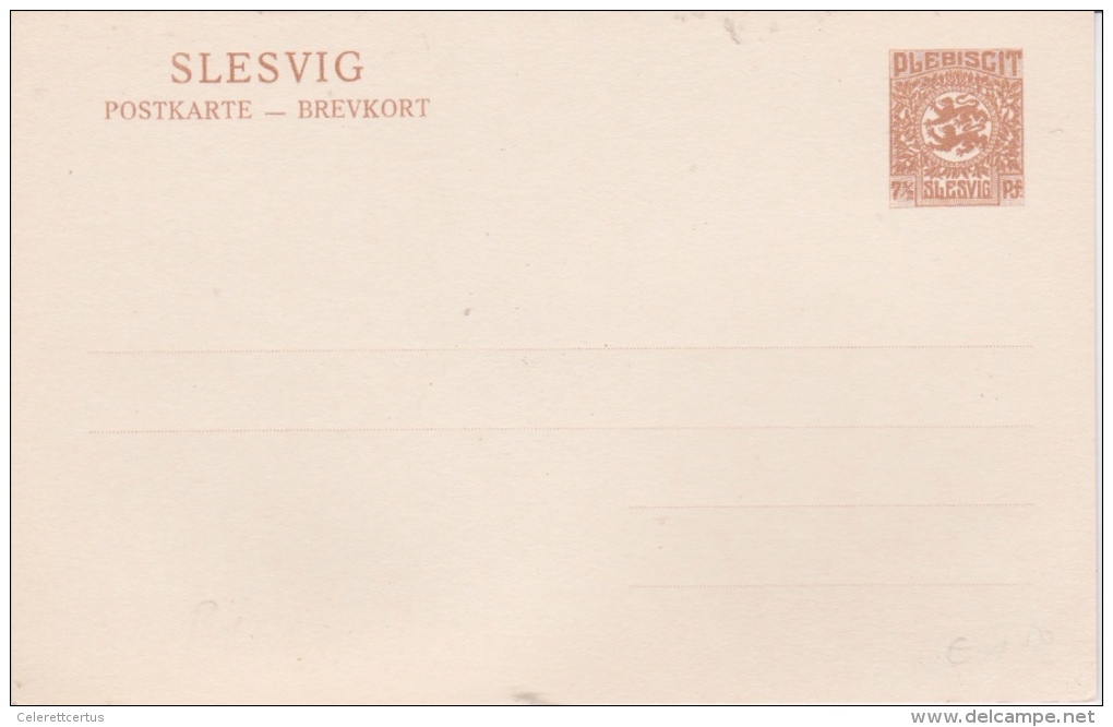 Denmark-1921 Slesvig Plebiscite Unused 7 1/2 Pf Bistre Postal Stationery Postcard Cover - Ganzsachen