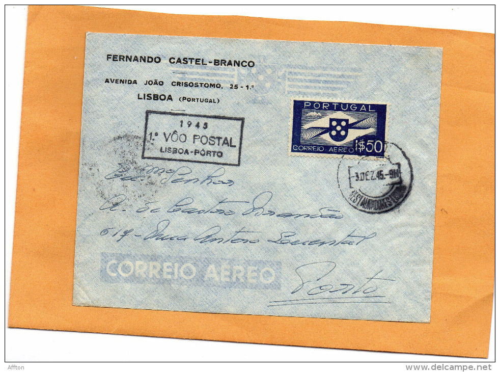 Portugal 1947 Air Mail Cover Mailed - Briefe U. Dokumente