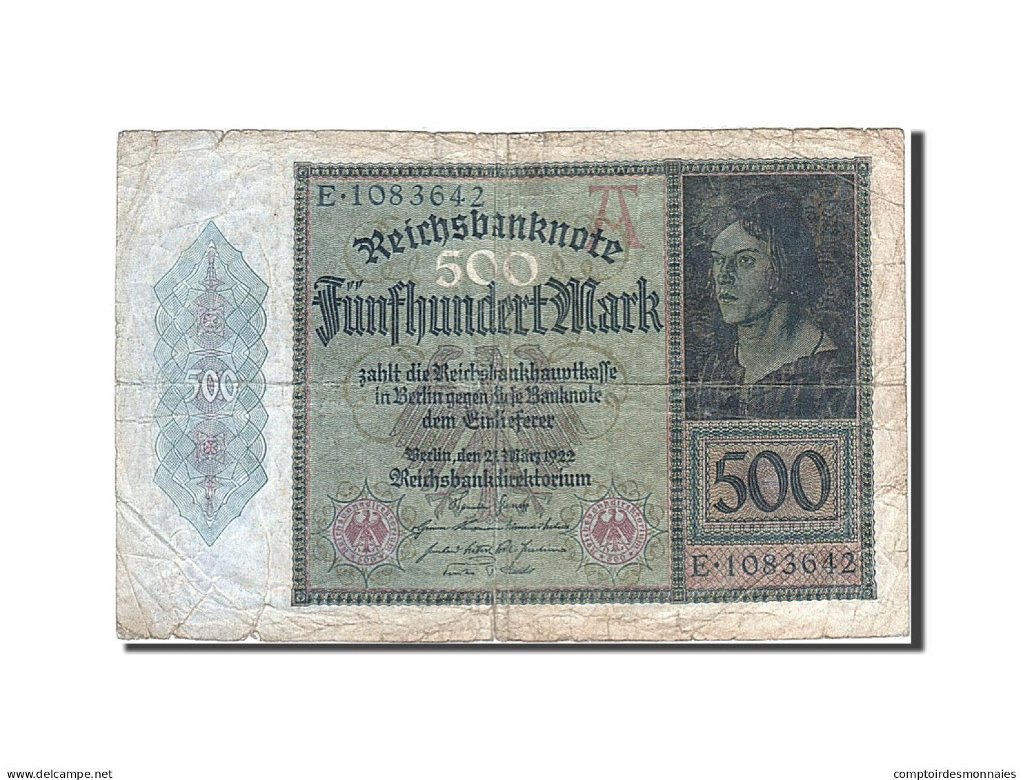 Billet, Allemagne, 500 Mark, 1922, 1922-03-27, KM:73, B+ - 500 Mark