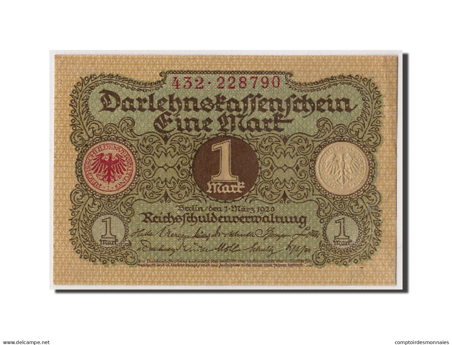 Billet, Allemagne, 1 Mark, 1920, 1920-03-01, KM:58, SPL - Reichsschuldenverwaltung