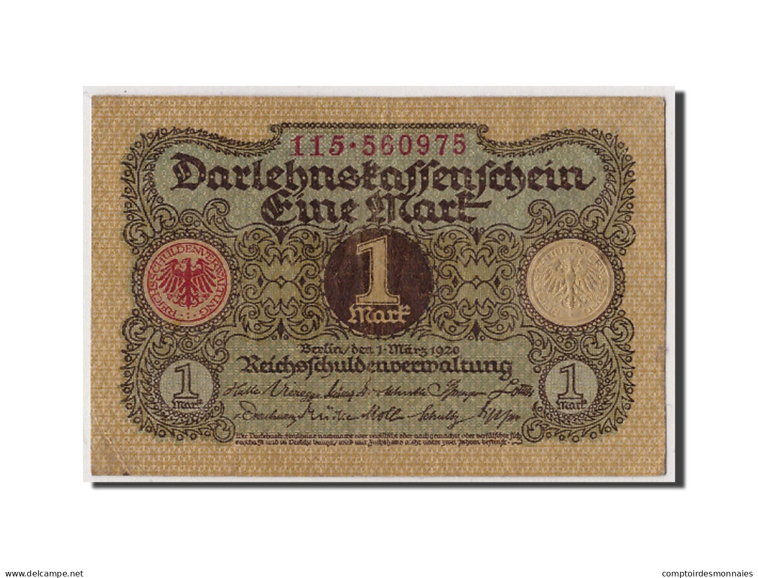 Billet, Allemagne, 1 Mark, 1920, 1920-03-01, KM:58, TTB+ - Bestuur Voor Schulden