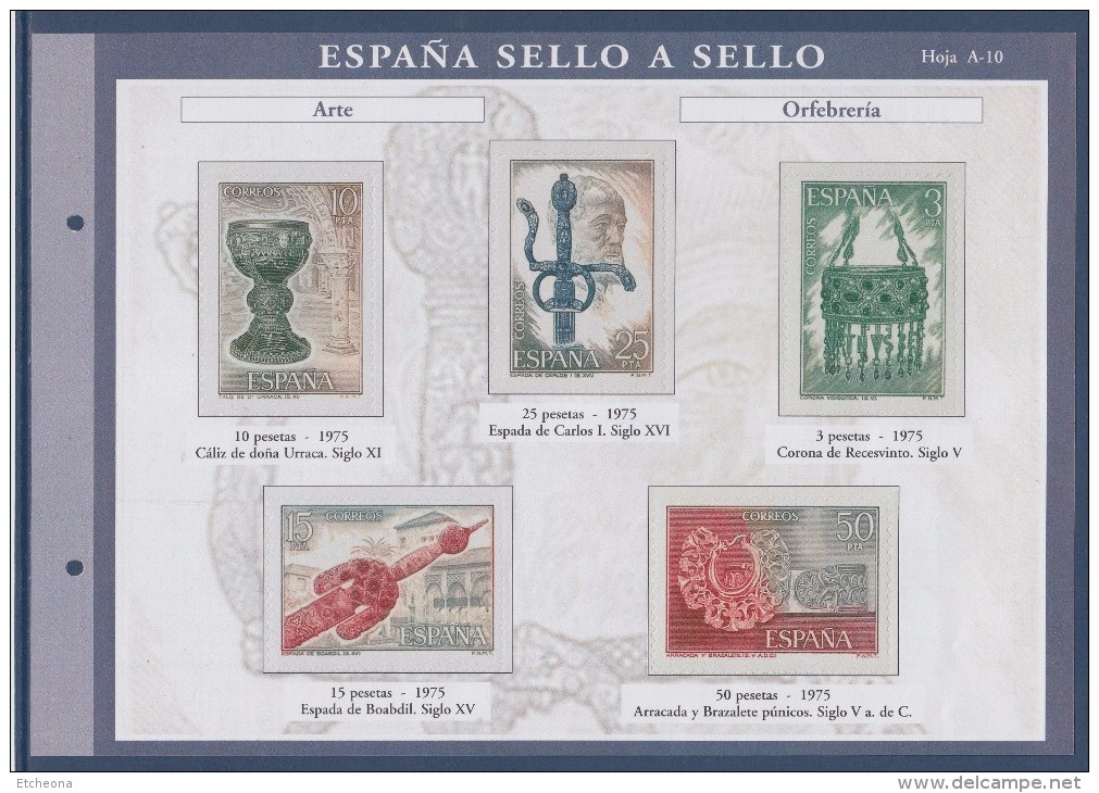 = Sello A Sello Espagne Bloc 5 Timbres Neufs Retirage Arte Orfebrer&#314;a Art Orfévreries Hoja A-10 Feuillet 385696 - Blocks & Kleinbögen