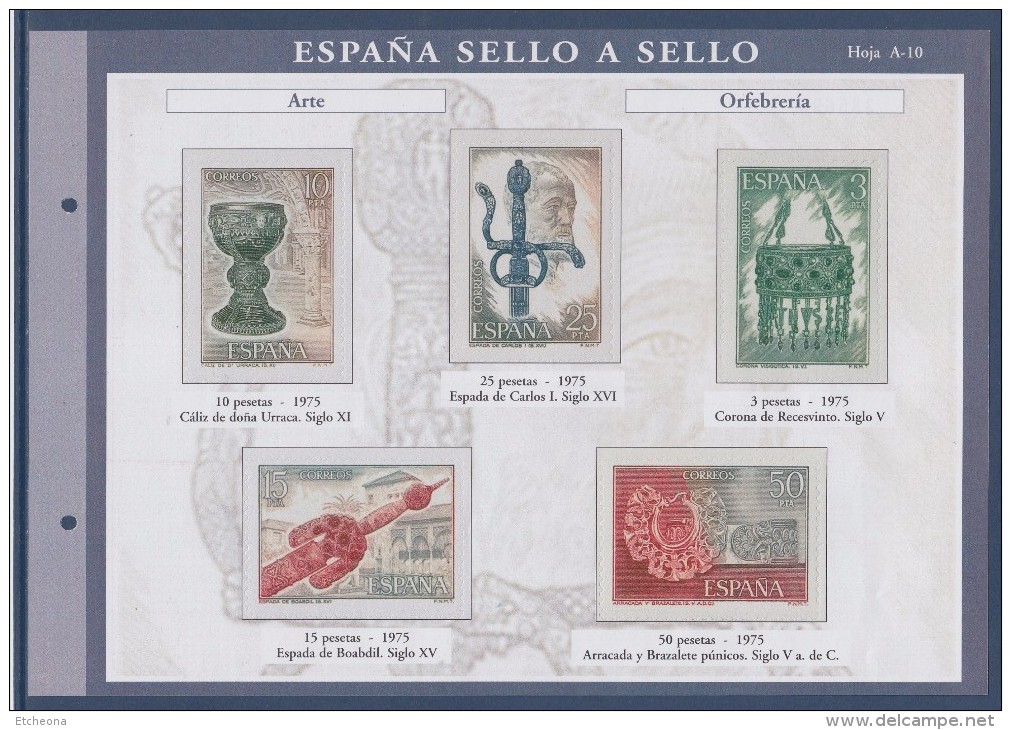 = Sello A Sello Espagne Bloc 5 Timbres Neufs Retirage Arte Orfebrer&#314;a Art Orfévreries Hoja A-10 Feuillet 385696 - Blocs & Hojas