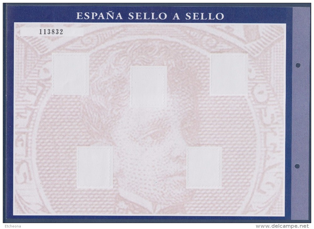 = Sello A Sello Espagne Bloc 5 Timbres Neufs Retirage El Sello En La Historia Alfonso XIII Hoja H-07 Feuillet 113832 - Blocs & Hojas