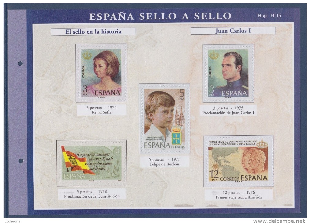 = Sello A Sello Espagne Bloc 5 Timbres Neufs Retirage El Sello En La Historia Juan Carlos I Hoja H-14 Feuillet 452246 - Blocs & Hojas