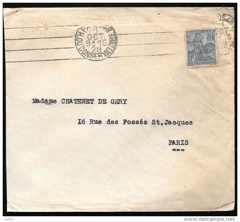 Obliteration Paris 48  - Conservatoire Sur Lettre De 1929 Affranchie Par Yvert 257 PMA0508 - Briefe U. Dokumente