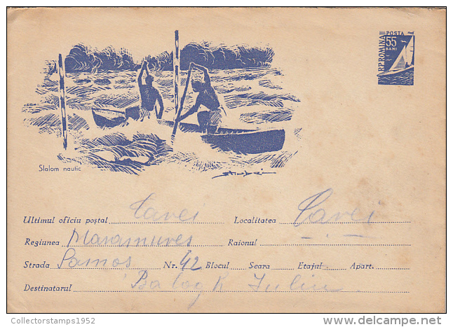 38892- CANOE RACE, COVER STATIONERY, 1966, ROMANIA - Canoë