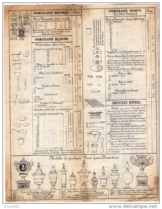 VP3475 - Document Commercial - Verreries , Cristaux - Porcelaines , Faiences Alp. COLLIN à PARIS Rue Rivoli - 1800 – 1899