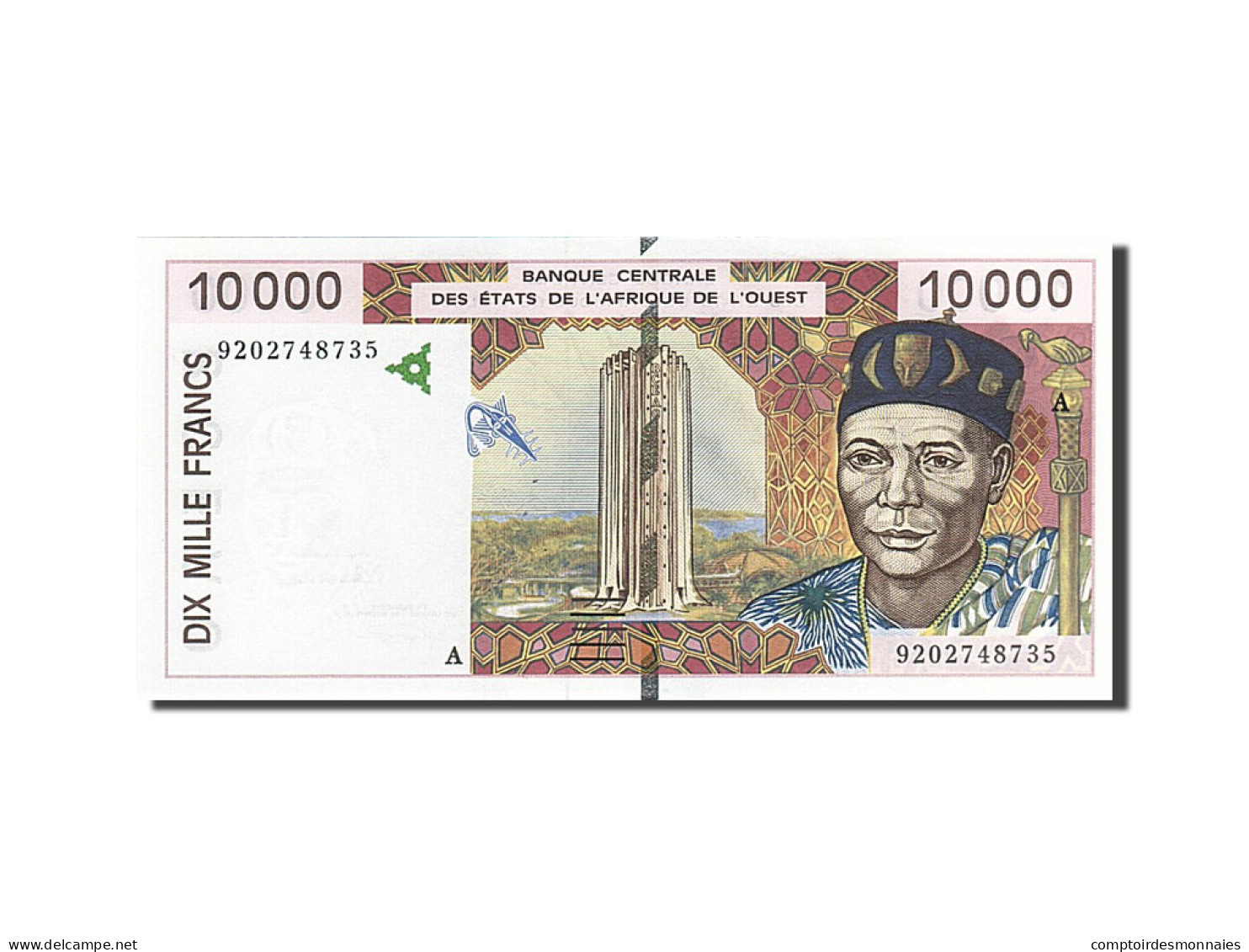 Billet, West African States, 10,000 Francs, 1992, 1992, KM:114Aa, NEUF - West African States