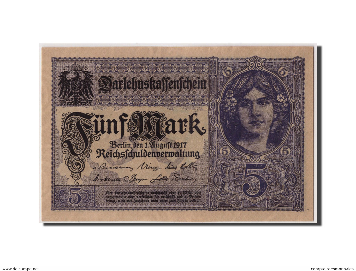 Billet, Allemagne, 5 Mark, 1917, 1917-08-01, KM:56b, NEUF - 5 Mark