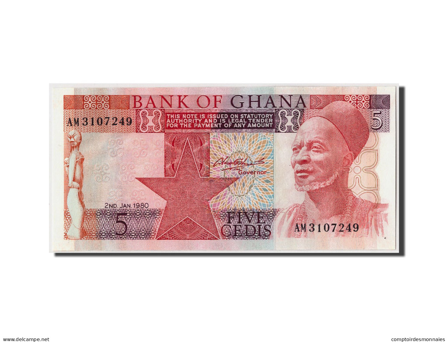 Billet, Ghana, 5 Cedis, 1980, 1980-01-02, KM:19b, NEUF - Ghana