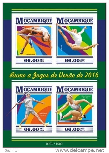 Mozambico 2015, Pre Olympic Games In Rio, Athletic, Gymnastic, 4val In BF IMPERFORATED - Eté 2016: Rio De Janeiro