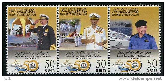 BRUNEI 2015 - Golden Jubilée De La Marine Royale - 3 Val Neufs // Mnh - Brunei (1984-...)