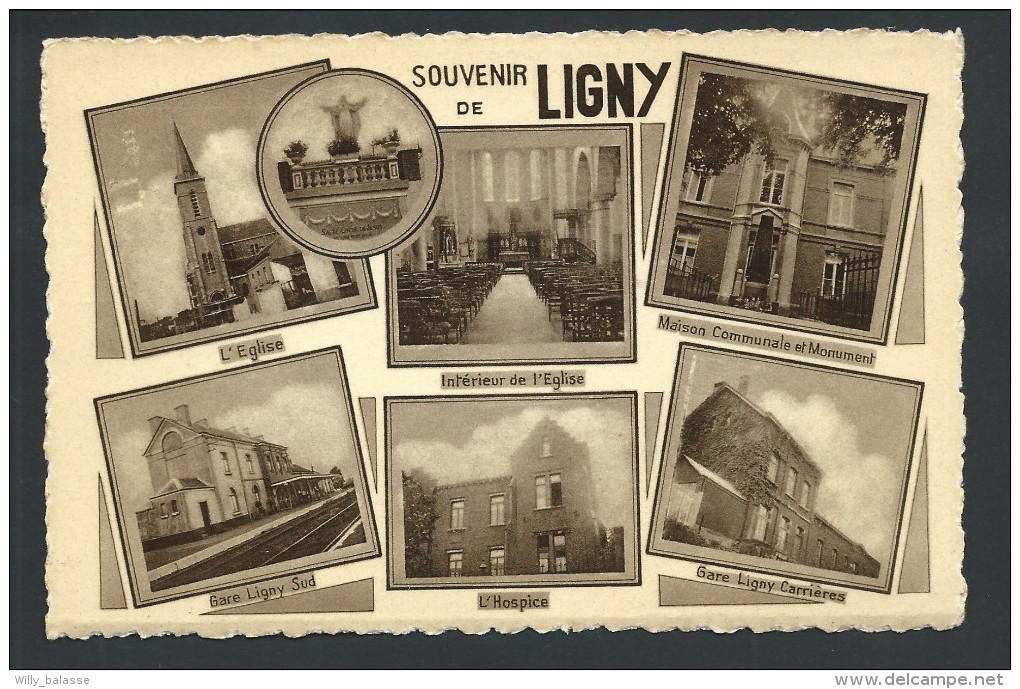 T. CPA - Souvenir De LIGNY - Multivues - Eglise - Gare - Hospice...  // - Sombreffe