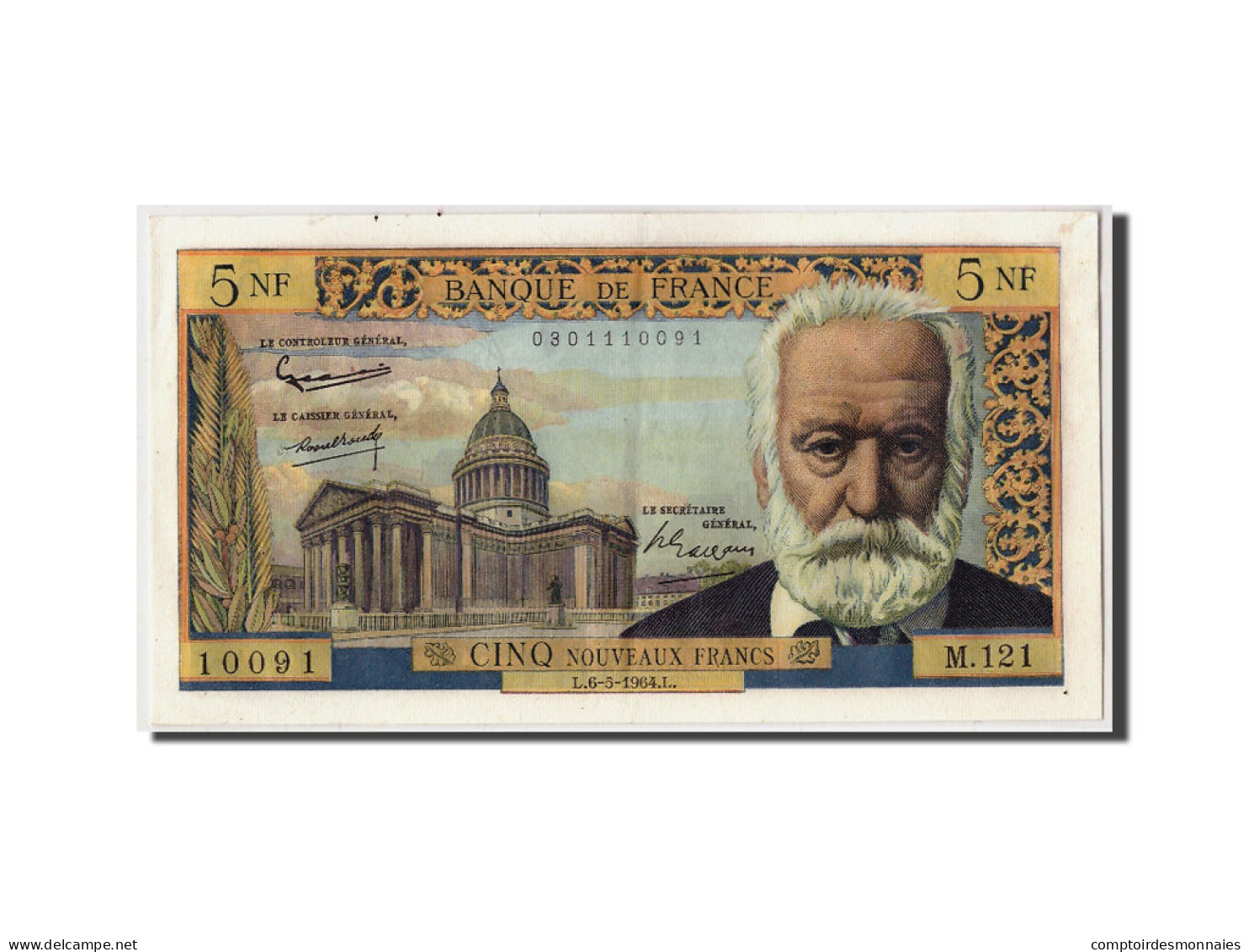 Billet, France, 5 Nouveaux Francs, 5 NF 1959-1965 ''Victor Hugo'', 1964 - 5 NF 1959-1965 ''Victor Hugo''