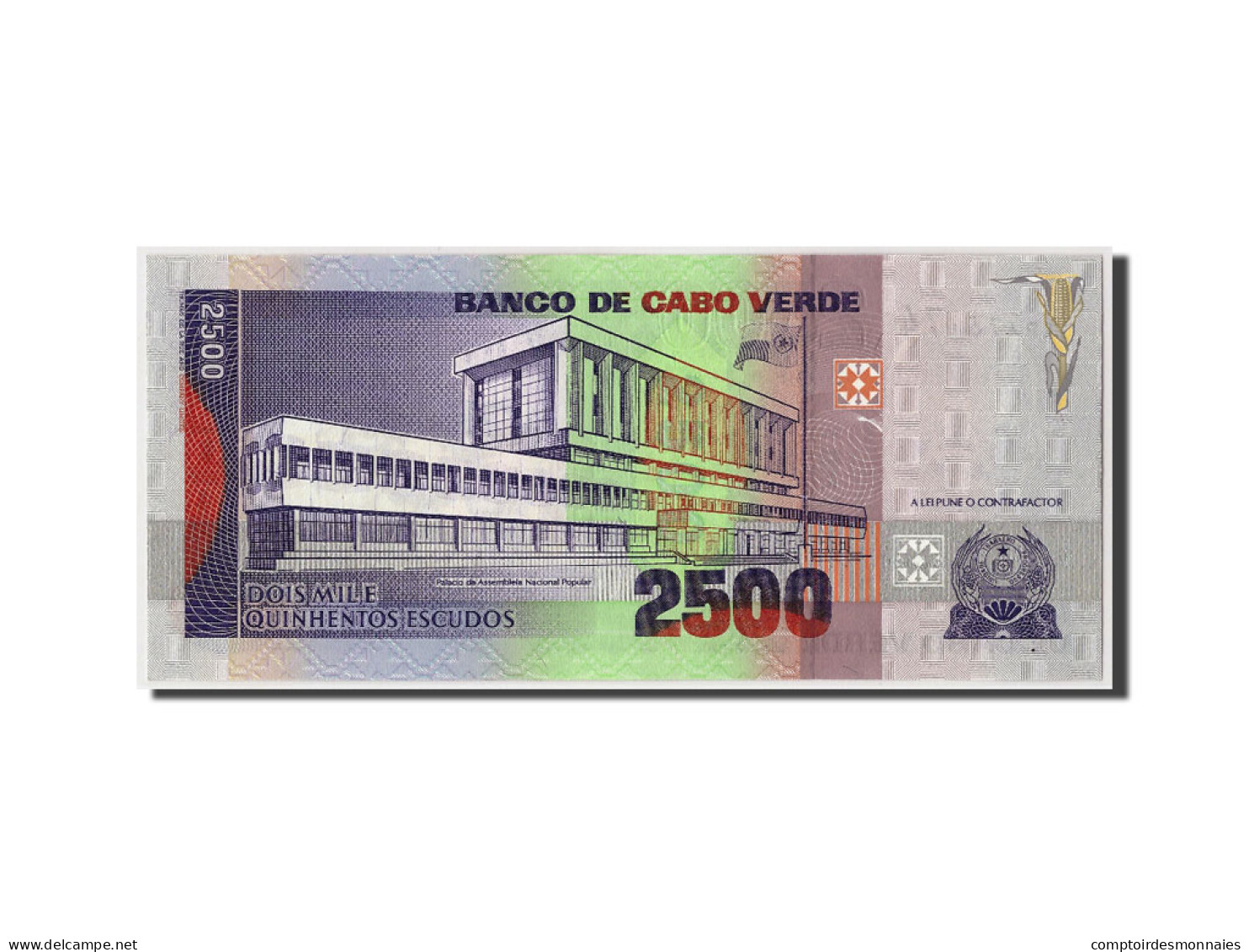 Billet, Cape Verde, 2500 Escudos, 1989, 1989-01-20, KM:61a, NEUF - Cap Vert