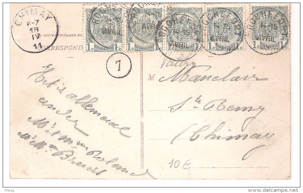 Rochefort  Armoiries Multiple 1911 - Typo Precancels 1906-12 (Coat Of Arms)