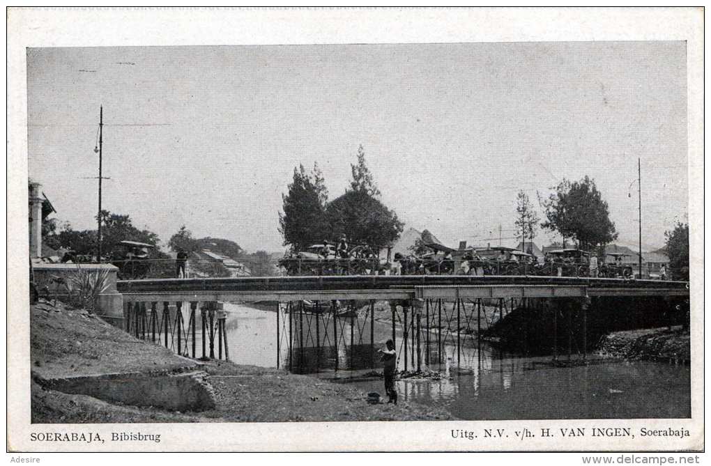 SOERABAJA (Indonesien) - Bibisbrug, Festzug überquert Brücke, 1910?, Edit: H.Van Ingen, Soerabaja - Indonesië