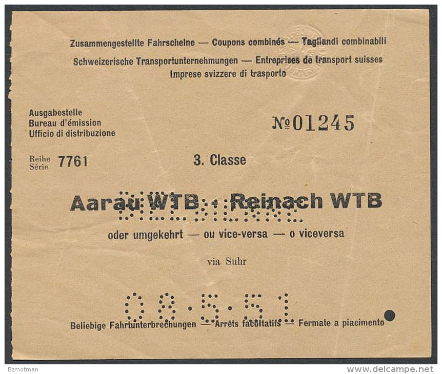 AR200 3kl Aarau WTB - Reinach WTB 1951 - Europe