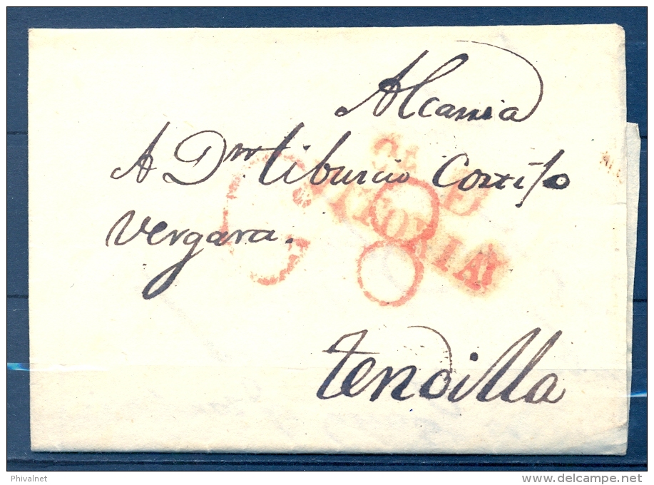 1831 , VITORIA , CARTA CIRCULADA A TENDILLA , TIZÓN Nº 18 EN ROJO - ...-1850 Prephilately