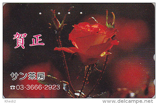 Télécarte Japon - FLEUR ROSE ROUGE - Flower Japan Phonecard - Blume Telefonkarte - 1885 - Fleurs