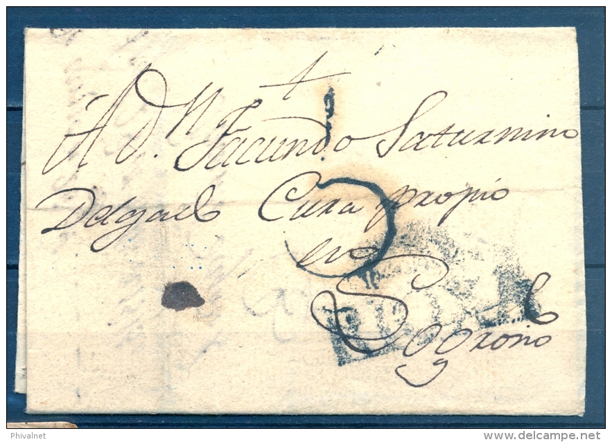 1815 , LA RIOJA , PREFILATELIA , LOGROÑO , ENVUELTA CIRCULADA , TIZÓN Nº 5 - ...-1850 Prephilately