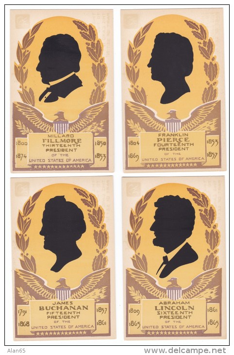 US Presidents Serigraph Printing Set of 32 Postcards, US Politicians, c1950s Vintage Postcards