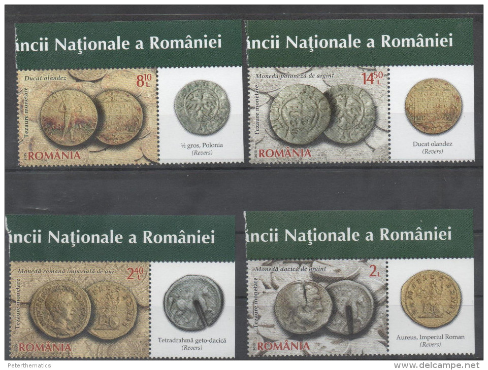 ROMANIA, 2015,MNH, NUMISMATIC COLLECTION OF BANK OF ROMANIA, COINS, ARCHAEOLOGY, ROMAN COINS,4v - Coins