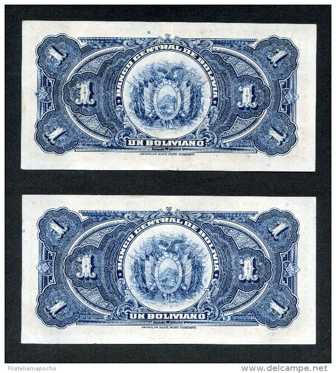 BILLETES BOLIVIANOS DE 1 BOLIVIANO DE 1928. - Bolivië