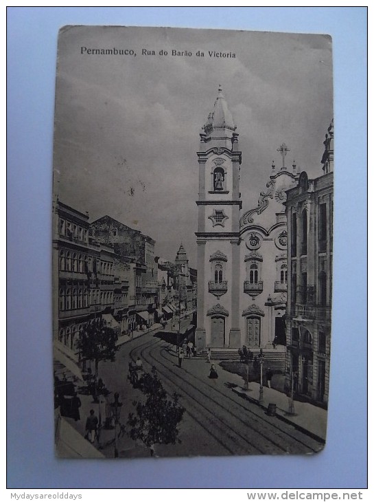 1 Cpa - Brazil Brasil - Recife - Pernambuco - Rua Do Barão Da Victoria (2 Scans) - Recife