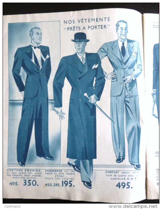 MAUBEUGE PALAIS DU VETEMENT CATALOGUE MODE MASCULINE HIVER 1934-1935 COSTUME ROBE CHAPEAU FOURRURE RUE DE FRANCE FASHION - Fashion