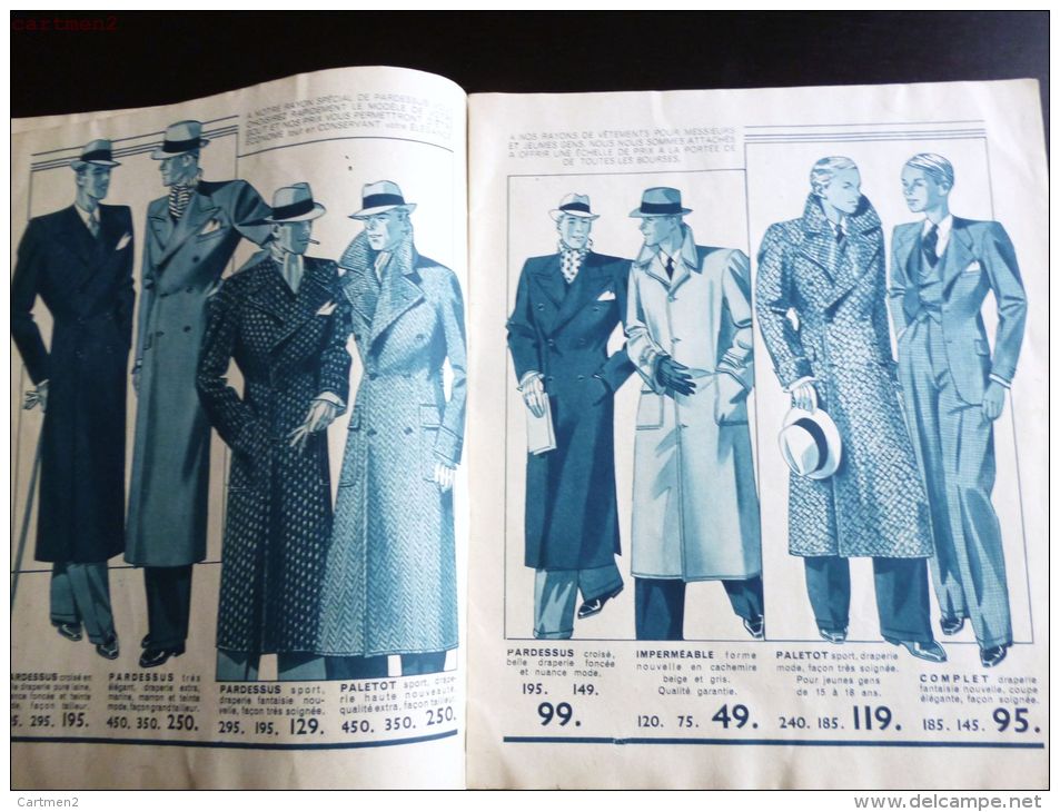 MAUBEUGE PALAIS DU VETEMENT CATALOGUE MODE MASCULINE HIVER 1934-1935 COSTUME ROBE CHAPEAU FOURRURE RUE DE FRANCE FASHION - Mode