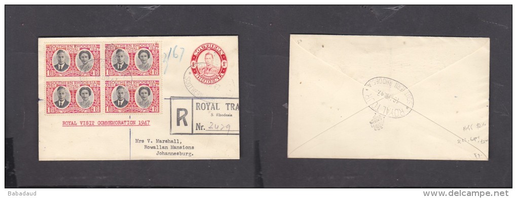 Southern Rhodesia, 1d George VI Envelope + 4 X 1d Royal Visit, ROYAL TOUR / ROYAL TRAIN REGIOSTERED &gt; Johannesburg - Southern Rhodesia (...-1964)