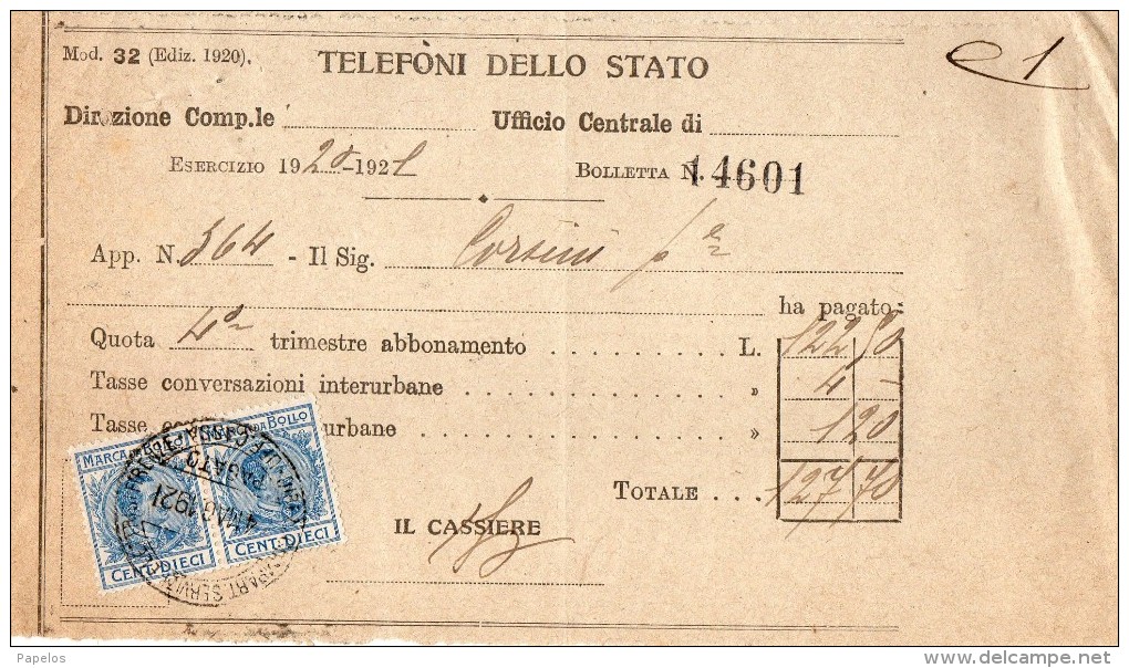 1921 FIRENZE - TELEFONI DI STATO - Italia