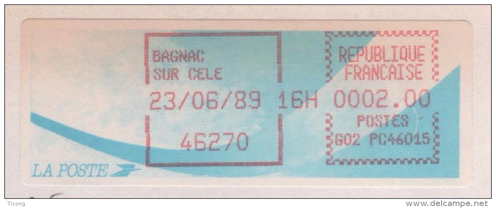 VIGNETTE BAGNAC SUR CELE 46270 LOT DE 1989  TYPE COMETE SUR LETTRE - VOIR LE SCANNER - 1988 Type « Comète »