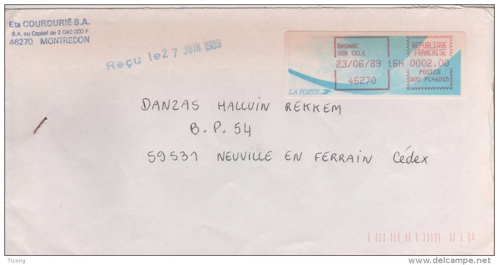 VIGNETTE BAGNAC SUR CELE 46270 LOT DE 1989  TYPE COMETE SUR LETTRE - VOIR LE SCANNER - 1988 « Comète »